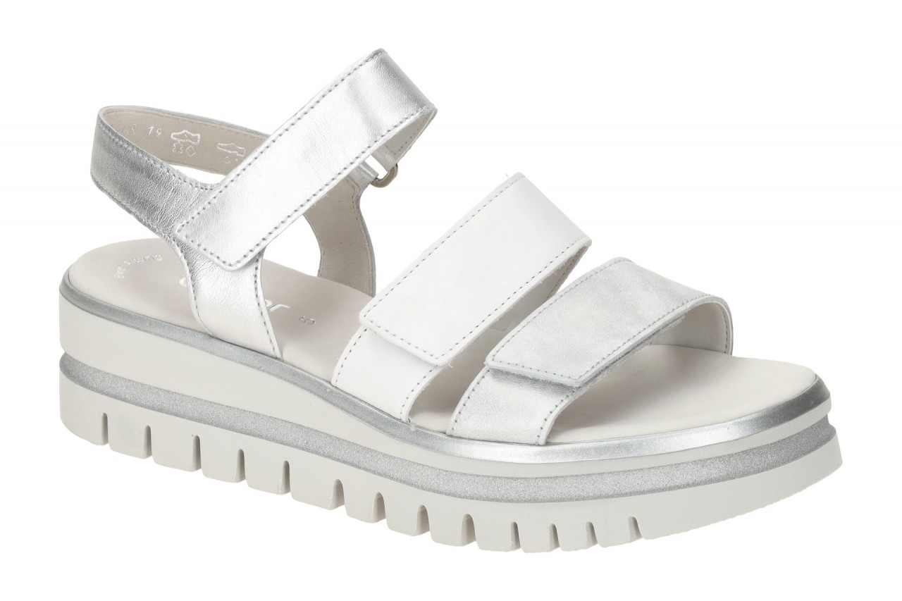 Gabor 64.620.69 Damen Sandalette silber-wei?-silber-kombi, Best Fitting, Keil... 1 Gabor 64.620.69 Damen Sandalette silber-wei?-silber-kombi, Best Fitting, Keil...