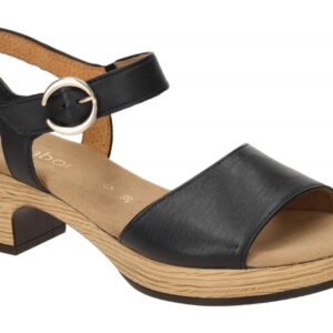 Gabor 82.071.57 Damen Sandalette Schwarz (Gold) Riemchen Plateau-Sandalette