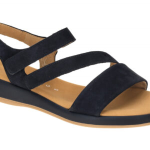 Gabor 82.733 Damen Sandalette Blau Nubuck Keilabsatz Klettverschluss