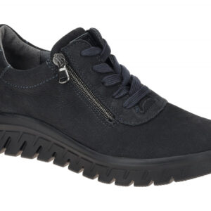 Waldl?ufer 913008 H-BIGGI Damen-Halbschuhe Blau Notte Extra Weit Keilabsatz