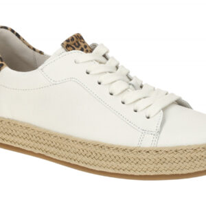 Gabor 63.270.22 Damen Halbschuhe Wei? Leo Muster Bast Beige Braun Plateau Keil