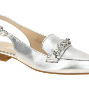 Gabor 61.531. Silber Hochfront Sling Pumps Blockabsatz Echtleder