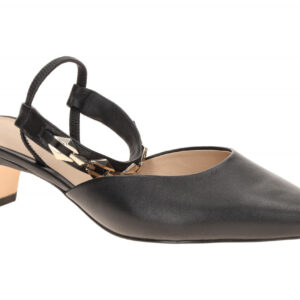 Peter Kaiser 9-79505-46 Black Sling Pumps Goldkette Echtleder Fesselriemchen