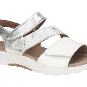 Gabor 86.813.51 Damen Sandale weiss / silber ROLLINGSOFT Keilabsatz Klettvers...