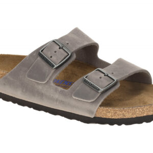 Birkenstock 552801 Arizona_BS Herren Pantolette grau - iron Soft Footbed Echt...