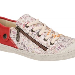 Eject 13001/4 DASS Damen Halbschuhe Sneaker wei? bunt rot Echtleder herausneh...