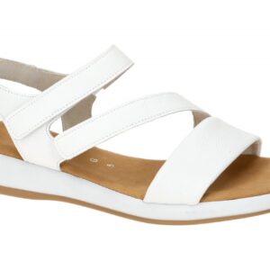 Gabor 82.733 Damen Sandalette Wei? Echtleder Keilabsatz Klettverschluss