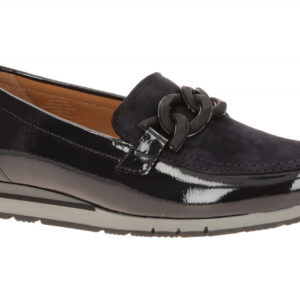 Gabor 4004.01 - Damen Slipper Mokassin in dark-blue (black mat) mit Keilabsatz