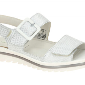 Waldl?ufer 351013 HAKURA Damen Sandale Wei? Silber Extra Weit Klett Keilabsatz