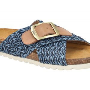 Gabor 83.032.46 Bequeme Damen Pantoletten in Blau marine/Cognac - Glattleder/...