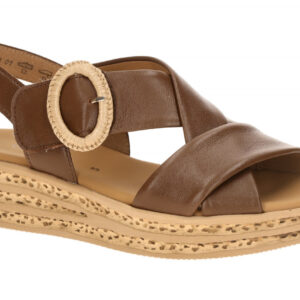 Gabor 84.556 Cognac Sandalette mit Keilabsatz und Klettverschluss