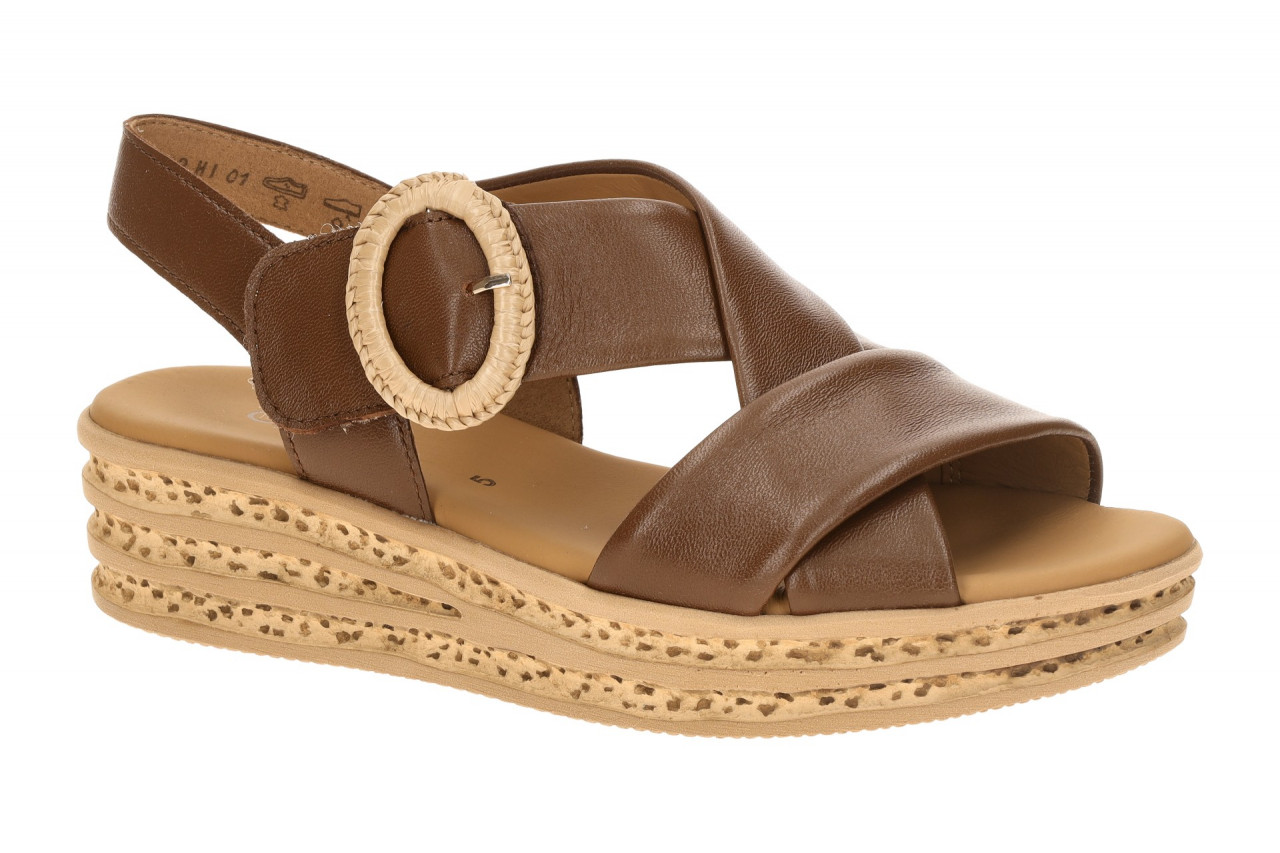Gabor 84.556 Cognac Sandalette mit Keilabsatz und Klettverschluss 1 Gabor 84.556 Cognac Sandalette mit Keilabsatz und Klettverschluss