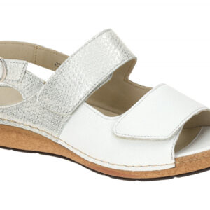 Waldl?ufer 681003 K-HELIETT Damen Sandale wei?/silber Glitzerfu?bett
