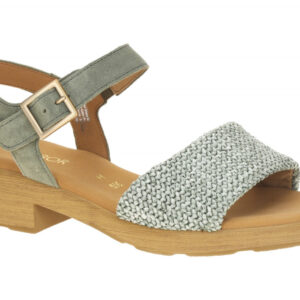 Gabor 82.814.64 Damen Sandale Gr?n Pine Velourleder Echtleder Fu?bett Klettve...