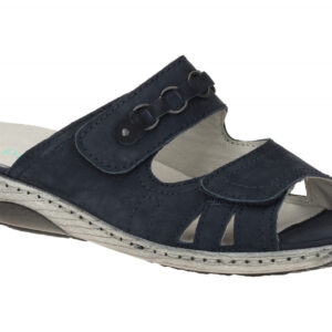 Waldl?ufer 210504 Garda Damen Pantoletten Blau Marine Echtleder Massage-Fu?bett