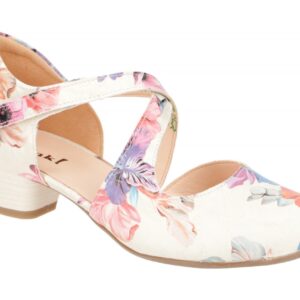 Think 3-000209-9000 AIDA Damen Riemchen Pumps ivory Echtleder Blumenmuster