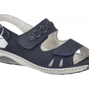 Waldl?ufer 210004 Damen Sandale GARDA Marine Blau Echtleder Keilabsatz Klettv...