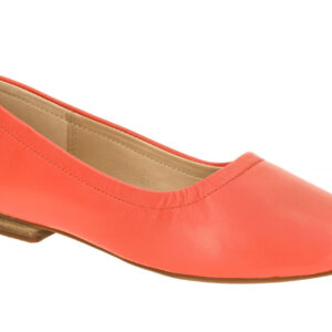 Clarks 26181225 4 Fawna Soft Damen Ballerinas Slipper Rot Coral Echtleder 1cm...