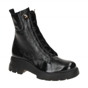 Paul Green Damen Stiefeletten 8216-02 Schwarz Lack Leder goldfarbene ?sen