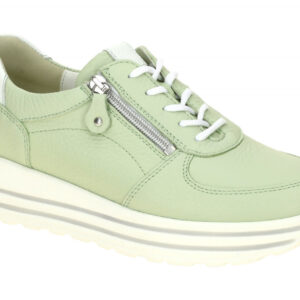 Waldl?ufer 758009 H-LANA Damen Schn?r-Halbschuhe Gr?n/Wei? bequem mit Keilabsatz