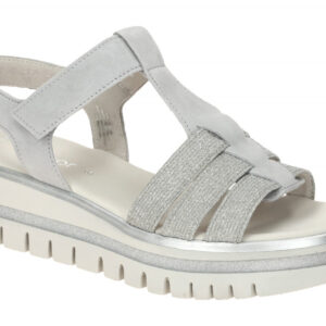 Gabor 64.625.19 Damen Sandalette lightgrey/silber, Keilabsatz, Klettverschluss