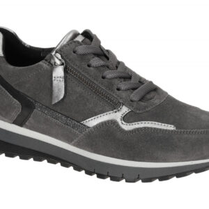 Gabor 76.378.40 TURIN - Damen Halbschuhe Sneaker grau silber Glitzer H Weit