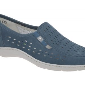 Waldl?ufer 496501 HENNI Damen Slipper blau jeans bequem mit Extra Weit Passform