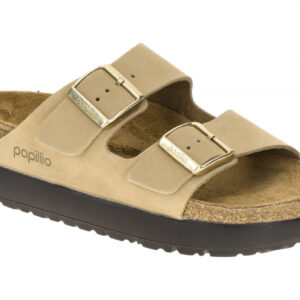 Birkenstock Damen Pantoletten ARIZONA PAP FLEX PLATFORM Sandcastle Beige