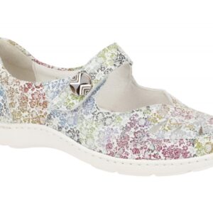Waldl?ufer 496309 Damen Ballerina Mary Jane Wei? Offwhite Bequem mit Proaktiv...