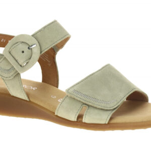 Gabor 82.802 Damen Sandalette Gr?n Schilf Velourleder mit Keilabsatz