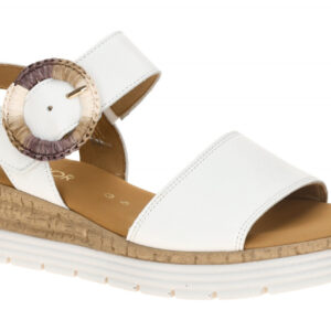 Gabor 82.706 Damen Sandalette Wei? Echtleder Klettverschluss 2,5cm Keilabsatz