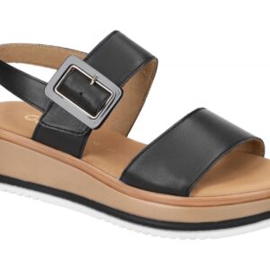 Gabor 82.744 Damen Sandalette Schwarz Echtleder Keilabsatz Klettverschluss