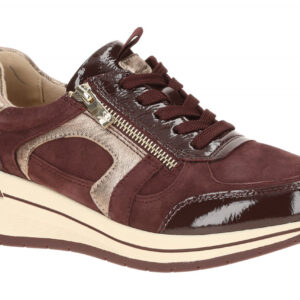 CAPRICE 23300 Damen Schn?r-Halbschuhe Bordeaux Keil-Sneaker Bequem Gummisohle