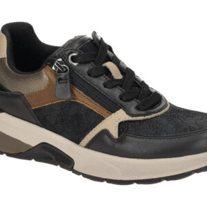 Gabor 76.847.65 ROLLINGSOFT Schwarz/Desert K Bequeme Schn?r-Halbschuhe