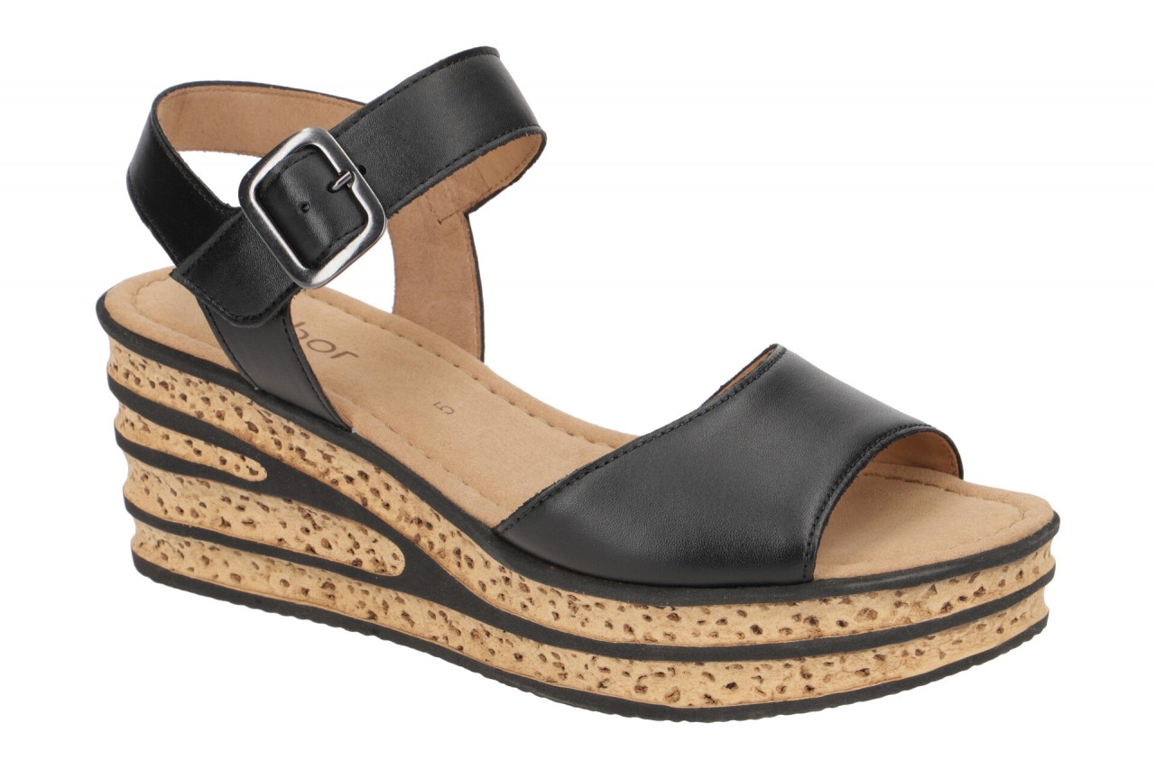 Gabor Damen Sandalette 84.651.27 Schwarz Wedges Echtleder Keilabsatz 1 Gabor Damen Sandalette 84.651.27 Schwarz Wedges Echtleder Keilabsatz