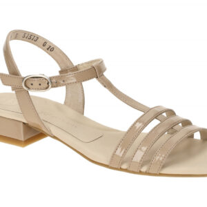 Paul Green Damen Sandalette 6150-01 almond braun Lack Leder T-Steg Gummisohle...