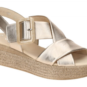 Gabor 64.572 - Damen Sandalette grau puder Keilabsatz Plateau PU flexibel