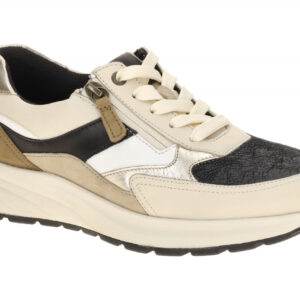 Gabor 86.597 Beige Schwarz Ivory Sand Kombi Schn?r-Halbschuhe mit OptiFit Fu?...