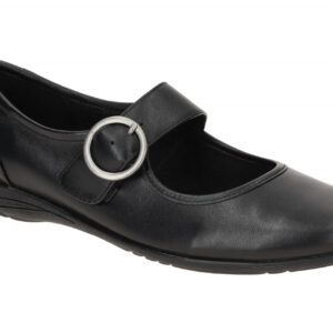 Josef Seibel Damen Ballerina FENJA 18 in Schwarz Glattleder mit Schnalle