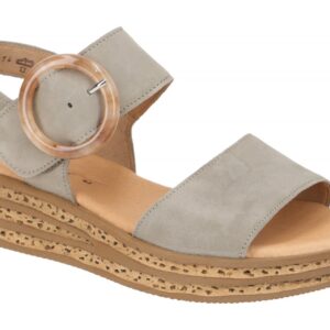 Gabor 84.550.31 Damen Sandalette, Gr?n Schilf, Keilabsatz, Klettverschluss