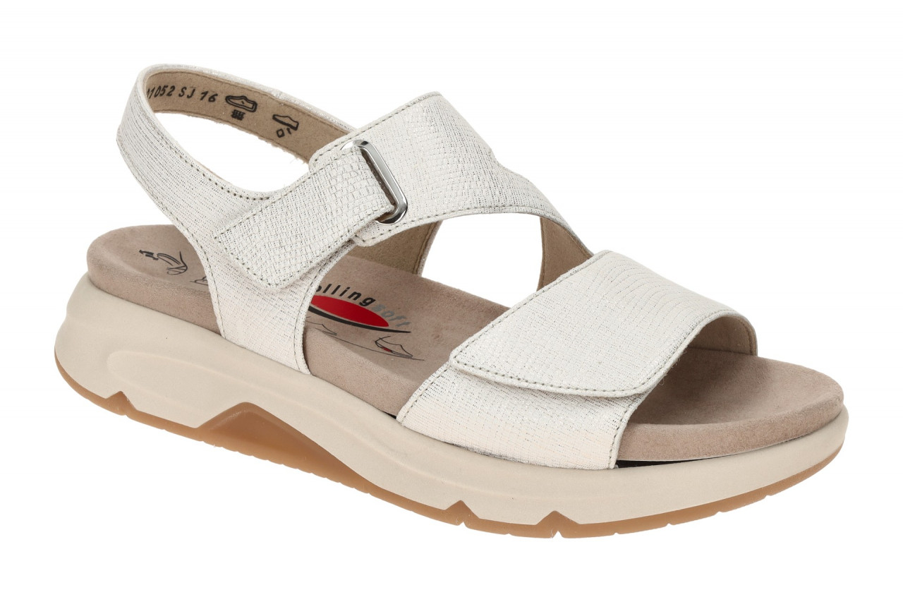 Gabor 86.885.80 ROLLINGSOFT Damen Sandale wei? silber beige Klettverschluss 1 Gabor 86.885.80 ROLLINGSOFT Damen Sandale wei? silber beige Klettverschluss