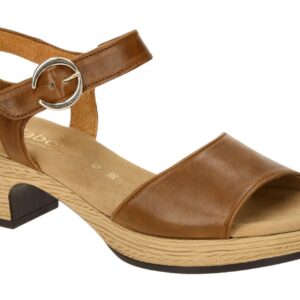 Gabor 82.071.53 Damen Sandalette Braun Camel Plateau-Sandalette mit Klettvers...