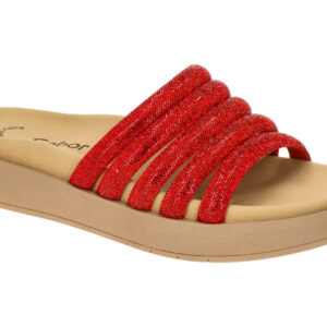 Gabor 63.752.85 Damen Pantoletten Fire Rot Strass HT Fu?bett Gummisohle
