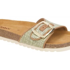 Gabor 83.031.49 Damen Pantoletten Gr?n Cognac Bequem mit Kork-Latex-Fu?bett