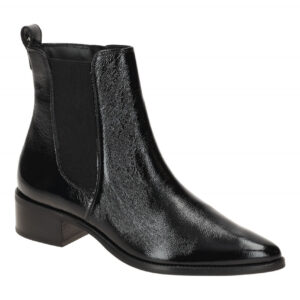 Paul Green Damen Stiefeletten 8271-03 Schwarz Knautschlack Absatz 2,5cm
