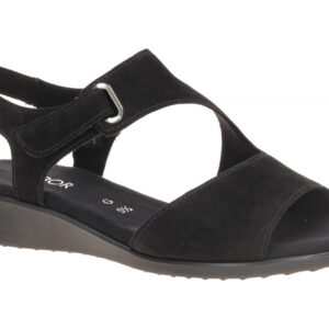 Gabor 82.803.47 Damen Sandalette Schwarz Soft Nubuk Textil Komfort Fu?bett
