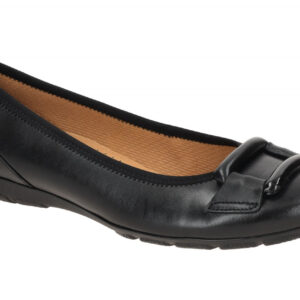 Gabor 74.166.27 Damen Ballerinas Schwarz - Echtleder - Gummisohle - Keilabsatz