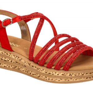 Gabor 64.555 Fire Damen Sandalette Plateau Keilabsatz - Echtleder Velour & St...