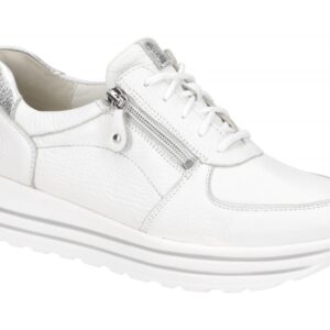 Waldl?ufer 758009 H-LANA Damenschuhe Wei?/Silber Bequeme Schn?r-Halbschuhe