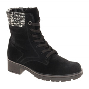 Gabor 71.771.17 Damen Stiefeletten Schwarz/Wei? Velour Leder Fu?bett Textil